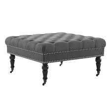 Button tufted velvet ottoman, square tufted coffee table cocktail ottoman, ivory by ms modern furniture. Isabelle Square Tufted Ottoman Charcoal Gray Linon Target