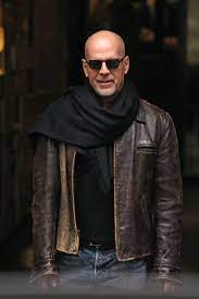 Bruce Willis Bald Men Style Mens Winter Fashion Leather Jacket Men
