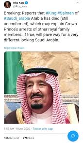 Karena setelah wafatnya beliau, maka akan muncul al mahdi yang menggantikan posisi beliau. Isu Meninggalnya Raja Salman Ditengah Penangkapan Massal Oleh Putra Mahkota Mbs Portal Islam