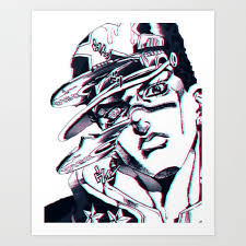 Art abyss anime jojo's bizarre adventure. Jotaro Kujo From Jojo S Bizarre Adventure Affected By Whitesnake Art Print By Freezah Society6