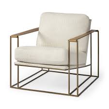 The black stands are accompanied by the elegant accents. Cream Fabric Wrap Gold Accent Chair With Metal Frame Top Drawer Furniture