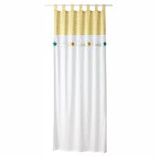Single White And Yellow Cotton Tab Top Curtain 110x250 Tab Top Curtains Curtains White Cotton Curtains