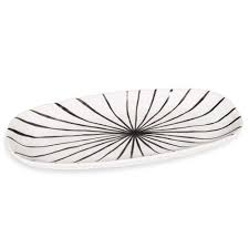Togo Oval Earthenware Plate With Black Stripes