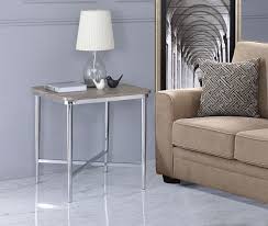 New steel technology and natural wood cutting. Acme 84632 Lukey Weathered Oak Finish Wood Chrome Metal Chair Side End Table