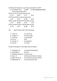 A few centuries ago, humans began to generate curiosity about the possibilities of what may exist outside the land they knew. British Culture Quiz English Esl Worksheets For Distance Learning And Physical Classrooms