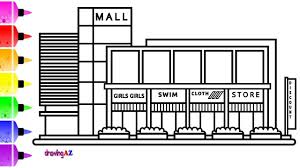 How To Draw A Shopping Mall For Kids Coloring Page For Children Coloring Book For Kids Shopping Mall Shopping Mall