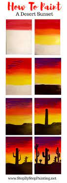 This is totally normal, and it happens somewhere between your second and 10th layer. How To Paint A Cactus Silhouette Sunset Step By Step Acrylic Painting Tutorial Sunset Painting Watercolor Paintings Tutorials Painting Art Projects