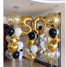 18th Birthday Black And Gold 50th Birthday Party Decorations White Black Gold Balloon Bouquet Happy 21 Birthday Decorations Etsy In 2020 Black And Gold Balloons Black And Gold Party Decorations 50th Birthday Balloons