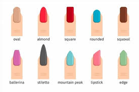 Nail Shape Icons Types Of Fashion Nail Shapes Vector Illustration Poster Poster Printmeposter Mous Different Nail Shapes Acrylic Nail Shapes Nail Shapes