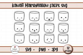 Logos can download in svg & png format. Kawaii Marshmallow Faces Svg Png Cut File 1097730 Cut Files Design Bundles