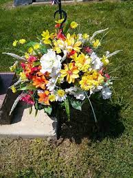 Check spelling or type a new query. Multi Colored Hanging Basket Memorial Flowers Cemetery Flowers Cemetary Decorations