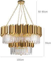 Crystal accents gold pendant lighting. Modern Crystal Chandelier Adjustable Golden Ceiling Light Industrial Iron Pendant Lamp For Living Room Dining Room Lobby Bathroom Amazon De Beleuchtung
