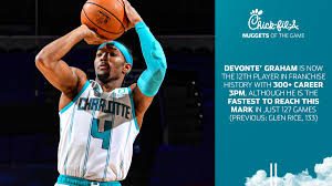 I thought he gave us an extreme lift. Charlotte Hornets On Twitter Devonte4graham Already Has 303 Career 3pm Allfly Chickfila
