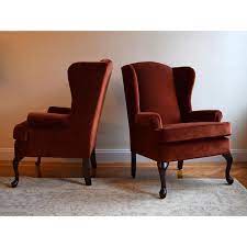 Your vintage velvet chair stock images are ready. Vintage Velvet Wingback Chairs With Ottoman 3 Pieces Chairish
