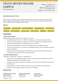 Truck Driver Resume Sample And Tips Resume Genius