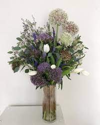 Flower Bouquet With Allium Tulip Veronica Trachelium Eucalyptus Flowers Bouquet Tulips Flowers