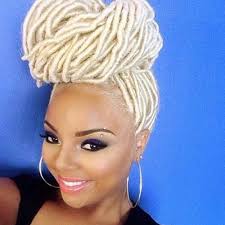 Black And Platinum Blonde Faux Locs Platinum Blonde Faux Locs Hair Styles Faux Locs Hairstyles Natural Hair Styles