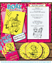 Dork Diaries Birthday Invitation Set Includes Invite 4x6 Front And Back 2x5 Bookmark Favor And 3x3 Toppers Digital Pdf Dork Diaries Shopkins Birthday Dork
