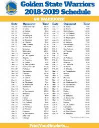 Visit espn to view the golden state warriors team schedule for the current and previous seasons. Printable 2018 2019 Golden State Warriors Schedule Basketballschedule Warriors Schedule Basketball Schedule Nba Schedule