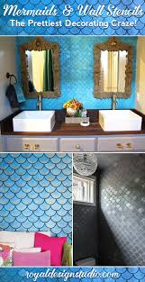 Beauty of the sea mermaid wall mirror. Mermaids Wall Stencils Prettiest Diy Wall Mural Decorating Craze Royal Design Studio Stencils