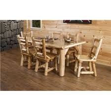 white cedar log dining table set 1