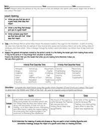 Freebie Mood And Tone In Lois Lowry S The Giver Mood And Tone The Giver Middle School Reading