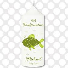 Einladungen zur kommunion mit christlichem fisch motiv mit unseren vorlagen gestalten ✓ kostenloses muster ✓ schnelle lieferung. Kerze Zur Kommunion Konfirmation Fisch Grun Mit Namen Kerzen Konfirmation Kommunion Jugendweihe Anlasse Mein Zwergenland