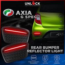 Low down payment and loan interest. Unlock Perodua Axia 2014 2016 Standard E G Spec Rear Bumper Reflector Led Light Bar Shopee Malaysia