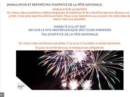Wednesday, 21 july 2021 12:41 pm [ last update: Fete Nationale Quels Sont Les Feux D Artifice Du 14 Juillet Maintenus Malgre La Pluie