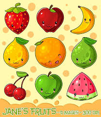 Kawaii Fruit Clipart Produce Download Kawaii Design Etsy Kawaii Fruit Fruit Clipart Cute Fruit