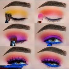 Colorful Eye Shadow Makeup Tutorial Super Easy To Follow With This Step By Step Pictorial Eyeshadow Makeup Makeup Tutorial Eyeshadow Colorful Makeup
