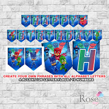Country of origin, made in india. Pj Masks Happy Birthday Banner Pj Masks Party Pj Masks Flag Pj Masks Banner