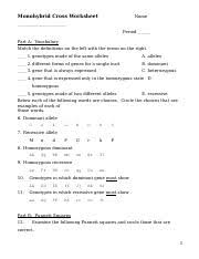 Non mendelian genetics practice worksheet. Monohybrid Crosses Part A Vocabulary Match The Definitions On The Left With The Terms On The Right D 1 Genotypes Made Of The Same Alleles A Course Hero