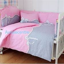 Baby Bedding Crib Cot Bumpers Quilt Sheet Set Pink Grey Polka Dots New Design Nursery Bedding Sets Bed Cover Design Baby Bed