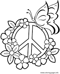 Each printable highlights a word that starts. Flowers Peace Sign And Butterfly Coloring Pages Printable