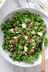 Quinoa Kale Cranberry And Pecan Salad Green Valley Kitchen Recipe Vegetarian Salads Pecan Salad Recipe Healthy Salad Recipes