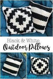 Reverse pattern front and back. 5 Little Monsters Black And White Outdoor Pillow Set