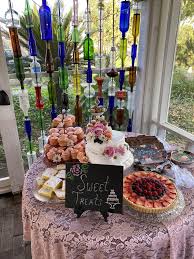 If your table is larger than the amount of desserts, fill in spaces with creative color matching flowers, or other decorations. Had Our Engagement Party Yesterday And Set Up The Dessert Table As A Test Run For The Wedding Itself And I Think It Came Out Perfect Everyone Loved The Variety Of Desserts
