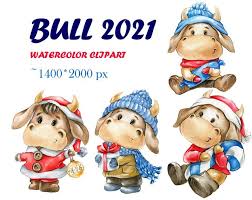 Bull 2021 Watercolor New Year S Clipart Bulls Drawings Etsy In 2020 New Year Clipart Kids Clipart Clip Art