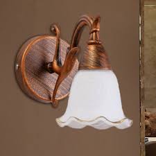 Wall sconces, wall lights set of 2,rustic home decor wall lamp bathroom light fixtures farmhouse lighting industrial wall decor for bedroom living room kitchen bar,e26 base, hardwired, bulb included. Frosted Glass Petal Wall Sconce Light Vintage Style 1 2 3 4 Light Bathroom Wall Lamp In Copper White Beautifulhalo Com