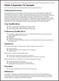 Do you need the best self employed resume? Finish Carpenter Cv Example Myperfectcv