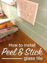 Installing Peel And Stick Glass Tiles Weekend Craft Stick On Tiles Glass Tile Diy Kitchen Renovation