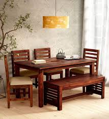 The dining table bench set have prime qualities and discounts that give you value for money. Sarswati Furniture Sheesham Wood Dining Table For Living And Dining Room With 4 Beige Chairs Bench Table Dinning Room Set Brown 4 Amazon In Furniture