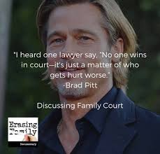 I heard one lawyer say, “No one wins in court—it's just a matter of who  gets hurt worse" says @bradpitt, discussing the family court system. Lets  us know your thoughts below! If