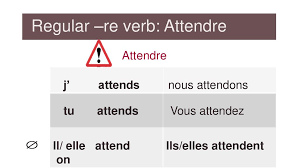 To listen to the pronunciation of a given tense of attendre, click on the loudspeaker icon. Success Series French Re Verbs Ppt Download