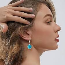 GLLBTPT Turquoise Dangle Earrings 925 Sterling Silver for Women Drop  Earrings Boho Western Costume Jewelry for Women(round) : Amazon.co.uk:  Handmade Products