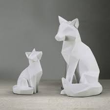 Statues and lawn ornaments that are derived from nature include deer, dogs and cats, frogs, snakes, horses, and squirrels. Simple White Abstract Geometric Fox Sculpture Ornaments Modern Home Decorations Animal Statues Wish