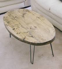 Reclaimed Wood Oval Coffee Table With Hairpin Legs Oval Wood Coffee Table Coffee Table Oval Coffee Tables