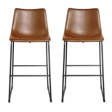 The wood is sturdy and will not chip like a veneer. Faux Leather Bar Stool