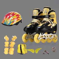 What kind of skates do you need to roller skate? Full Set Of Children S 4 Wheel Roller Skating Shoes Adjustable In Full Flash Oushentaille L Yellow Buy At A Low Prices On Joom E Commerce Platform